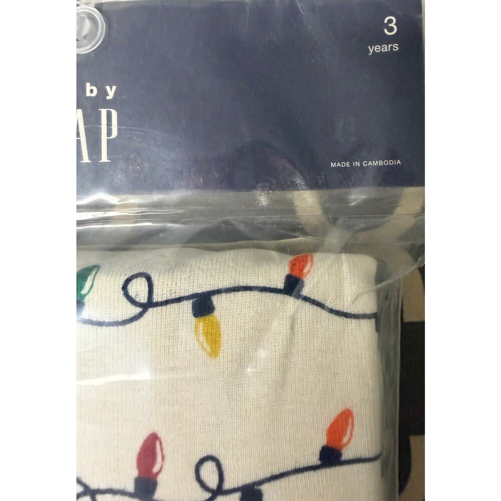 Baby Gap Christmas Lights Pajama Set Toddler 3 Years 2 Piece Cotton NWT New - Picture 2 of 4